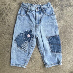 Vintage 90s Guess Patchwork Flower Adjustable Waist Kids Jeans 24M